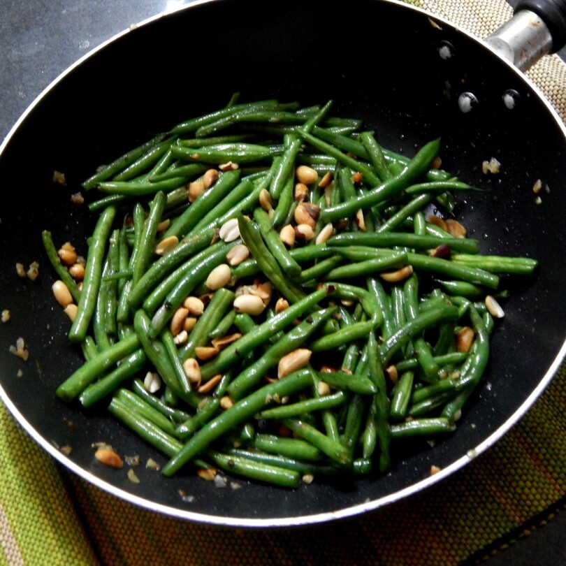 A french beans dish prepared by Leo Tunapika